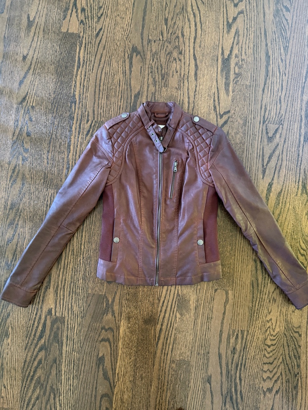 Bernardo Wine Faux Leather Moto Jacket